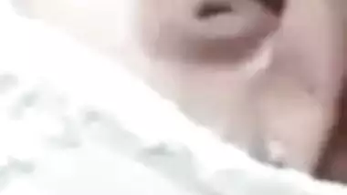 Cute expression during topless boobs show by Indian girl