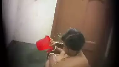 Huge boobs mom pouring water on breasts caught by son