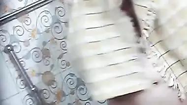 Hairy pussy MILF naked bath recorded by relative