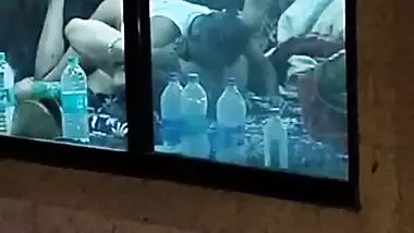 Caught through the window in hotel with bhabhi pussy lick