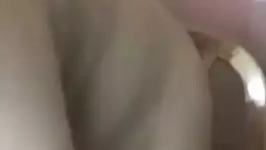 Horny girlfriend with dildo masturbating on video call