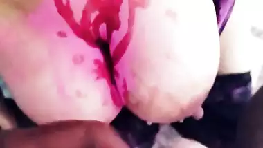 Neighbour Fucks & Cums On Cheating Bhabhi’s Tits On Holi