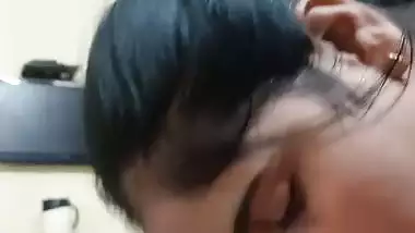 Chubby girl tasting dick with flavoured condom