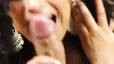 Hot Indian babe gives an Indian blowjob to a black guy