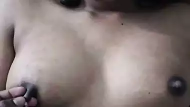 Girlfriend nipple rolling and pinching by boyfriend