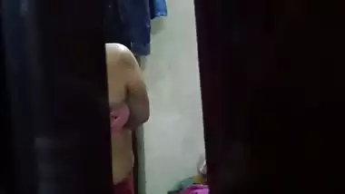 Sexy ass mom dress change caught by son from next room