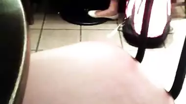 Candid Indian Woman Feet in White Flats Starbucks