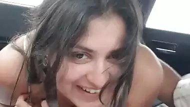 Valentine day outing of lovers with sex in car