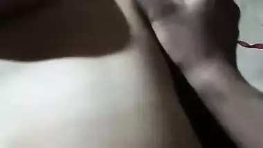 Husband pressing wife boob before sex at home viral MMS