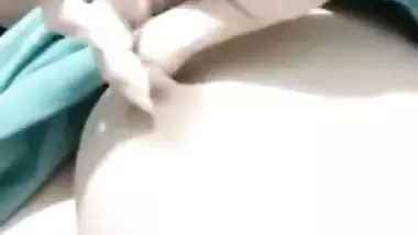 Cute girl huge boobs playing viral selfie video