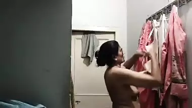 Mom changing dress caught on camera by horny son