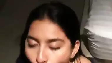 Cock hungry Mumbai babe sucks a dick and licks cum